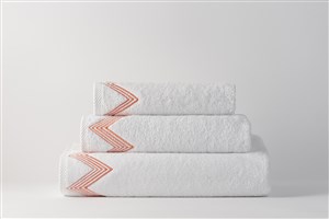 Hand Towel Zigzag White-Coral