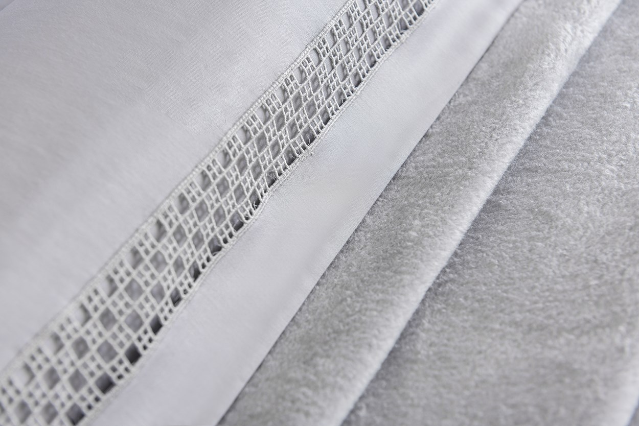 Dantelli Nevresim Takımı Çift Kişilik Veronica Gri