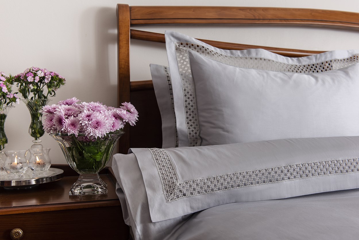 Dantelli Nevresim Takımı Çift Kişilik Veronica Gri