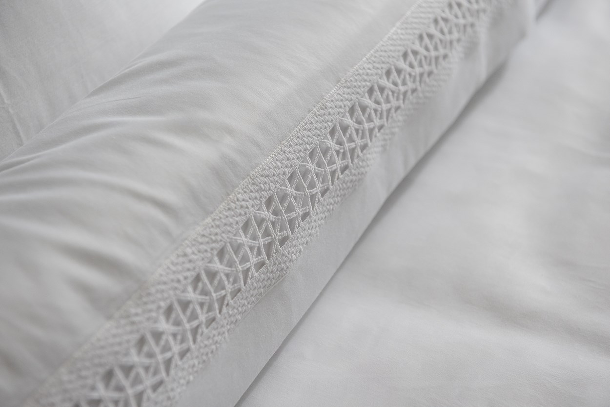 Dantelli Nevresim Takımı Çift Kişilik Kassia 120 Tel Beyaz