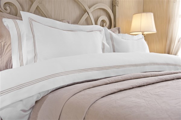 Single Duvet Cover Set Sıra Pikolu Ebruli White-Beige