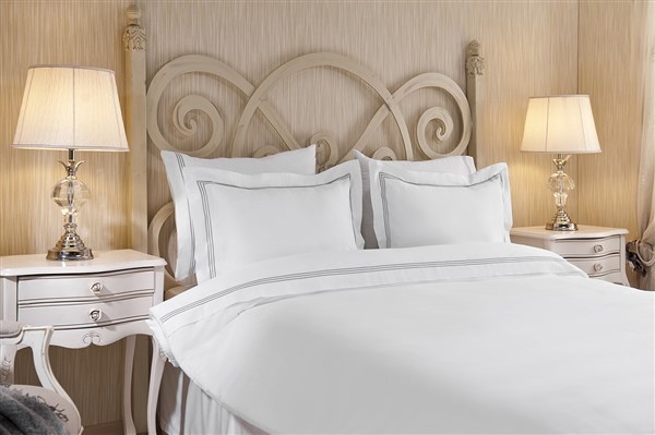 Single Duvet Cover Set Sıra Pikolu Ebruli White-Gray