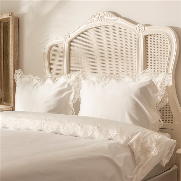 Dantelli Nevresim Takımı Çift Kişilik İnci Kırık Beyaz