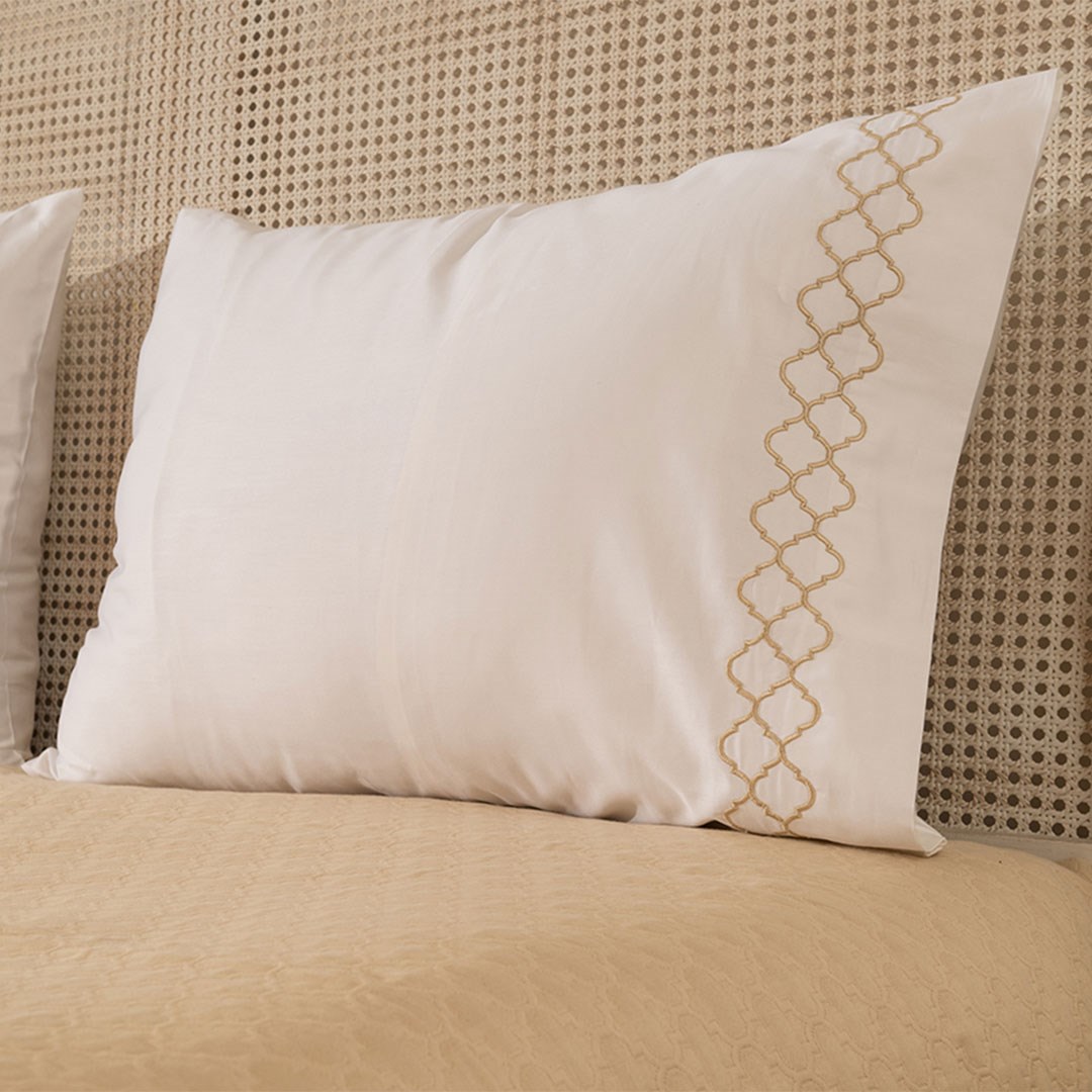 Pike Takımı Çift Kişilik Geometri - Mısır Pamuğu Taş Rengi