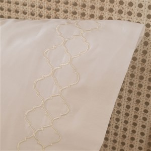 Pike Takımı Çift Kişilik Geometri - Mısır Pamuğu Beyaz-Beyaz