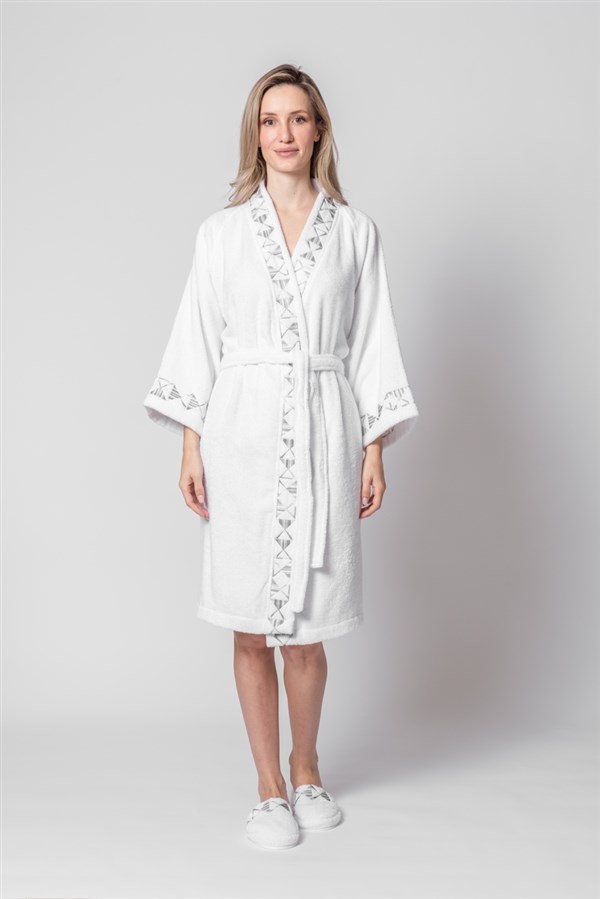 Nakışlı Bornoz Mira By Gri