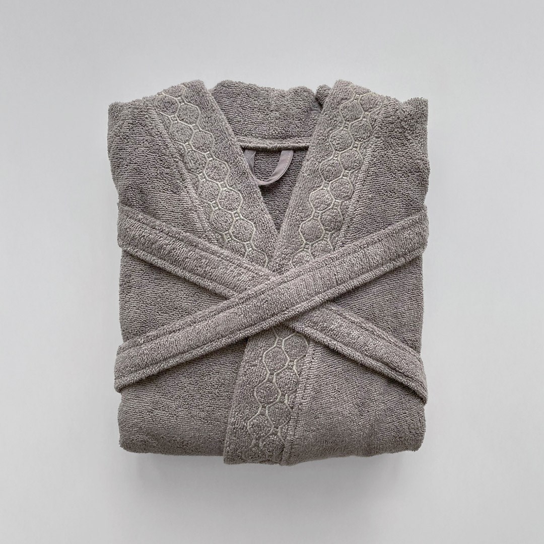 Nakışlı Bornoz Lotus Antrasit