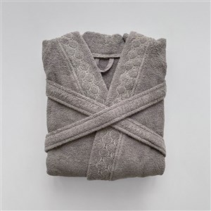 Nakışlı Bornoz Lotus Antrasit