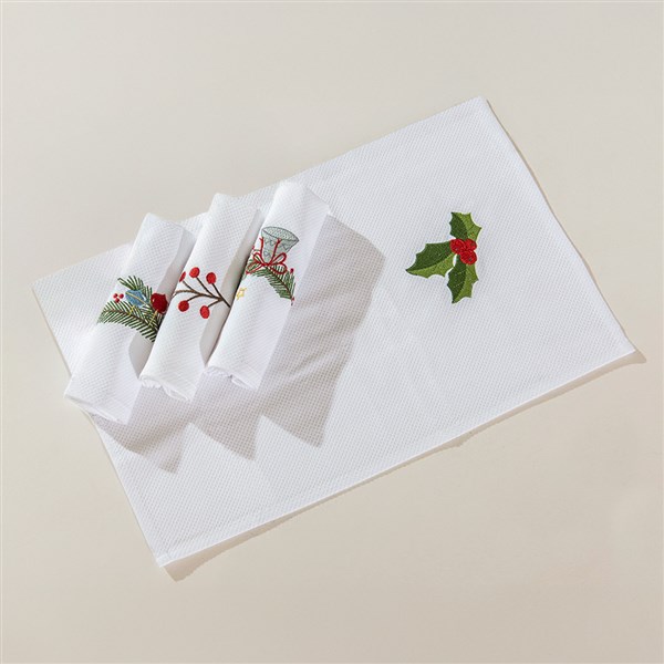 Kurulama Havlusu Yılbaşı 4'lü Beyaz