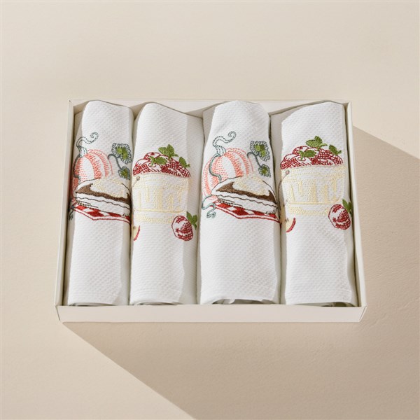 Kurulama Havlusu Meyve Sepeti 4'lü Beyaz