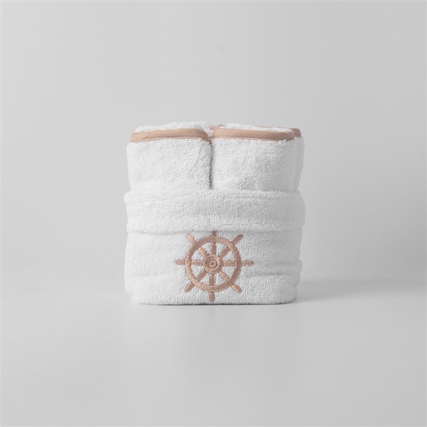 Dümen Nakışlı Kese + 4 Adet Düz Havlu By Vizon