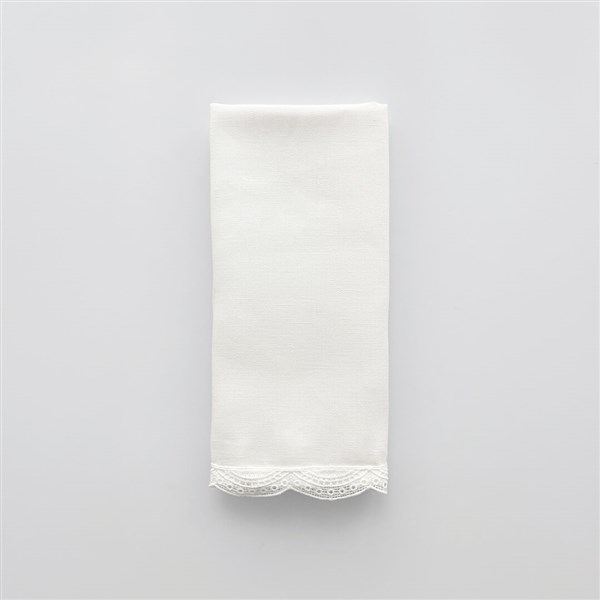 Dantelli Keten El Havlusu Smyrna Kırık Beyaz