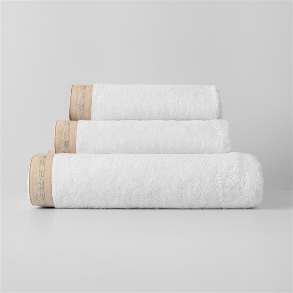 El Havlusu Keten Bordürlü Beyaz