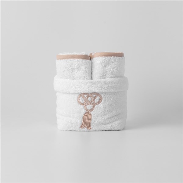 Halat Nakışlı Kese + 4 Adet Düz Havlu By Vizon