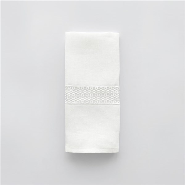 Dantelli Keten El Havlusu Paris Kırık Beyaz