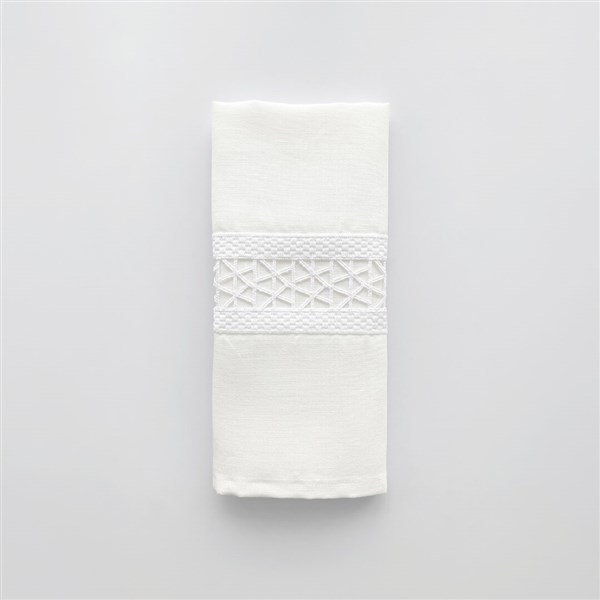 Dantelli Keten El Havlusu Kassia Kırık Beyaz