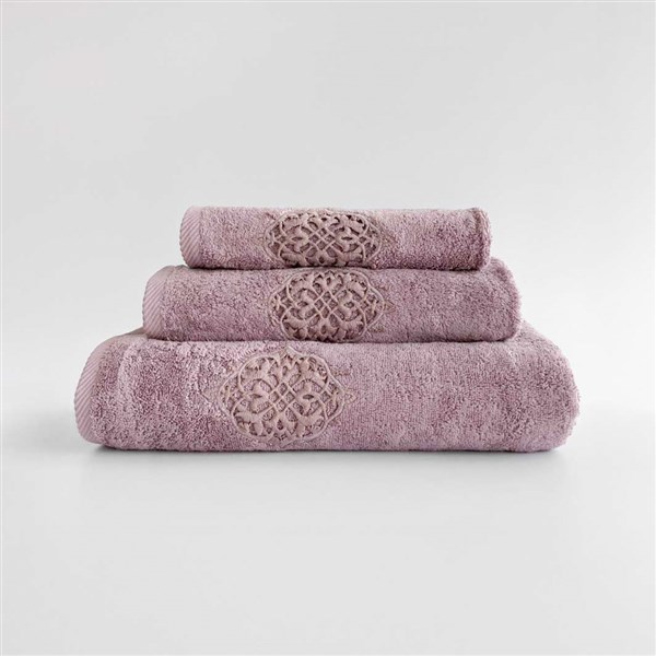 Dantelli Yüz Havlusu Güpür Mürdüm