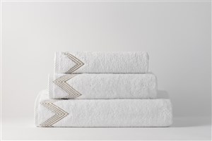 Face Towel Zigzag White-Beige
