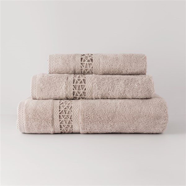 Dantelli Yüz Havlusu Kassia Kum Rengi