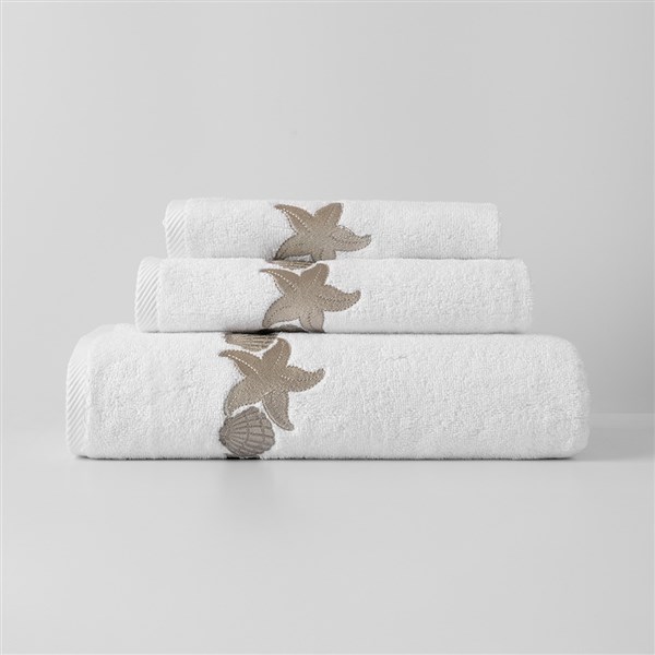 Nakışlı Yüz Havlusu Shell&Star Beyaz