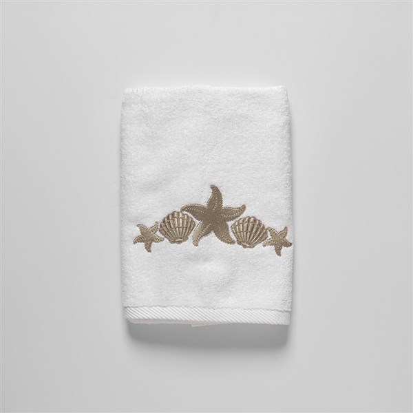 Nakışlı Banyo Havlusu Shell&Star Beyaz