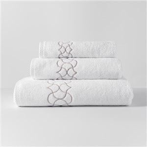 Nakışlı Banyo Havlusu Peony Beyaz-Bej