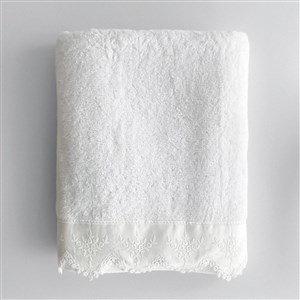 Dantelli Banyo Havlusu Fisto Lina FA-8566 Beyaz