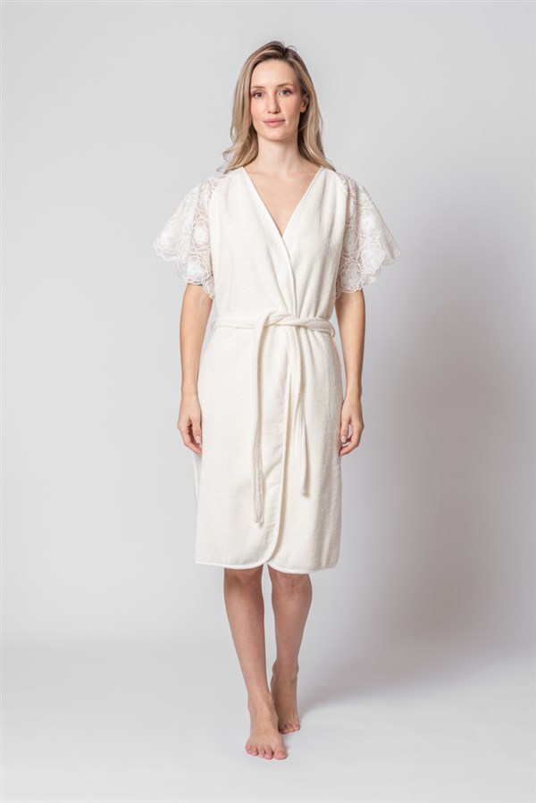 Bathrobe Gül Güpür Cream