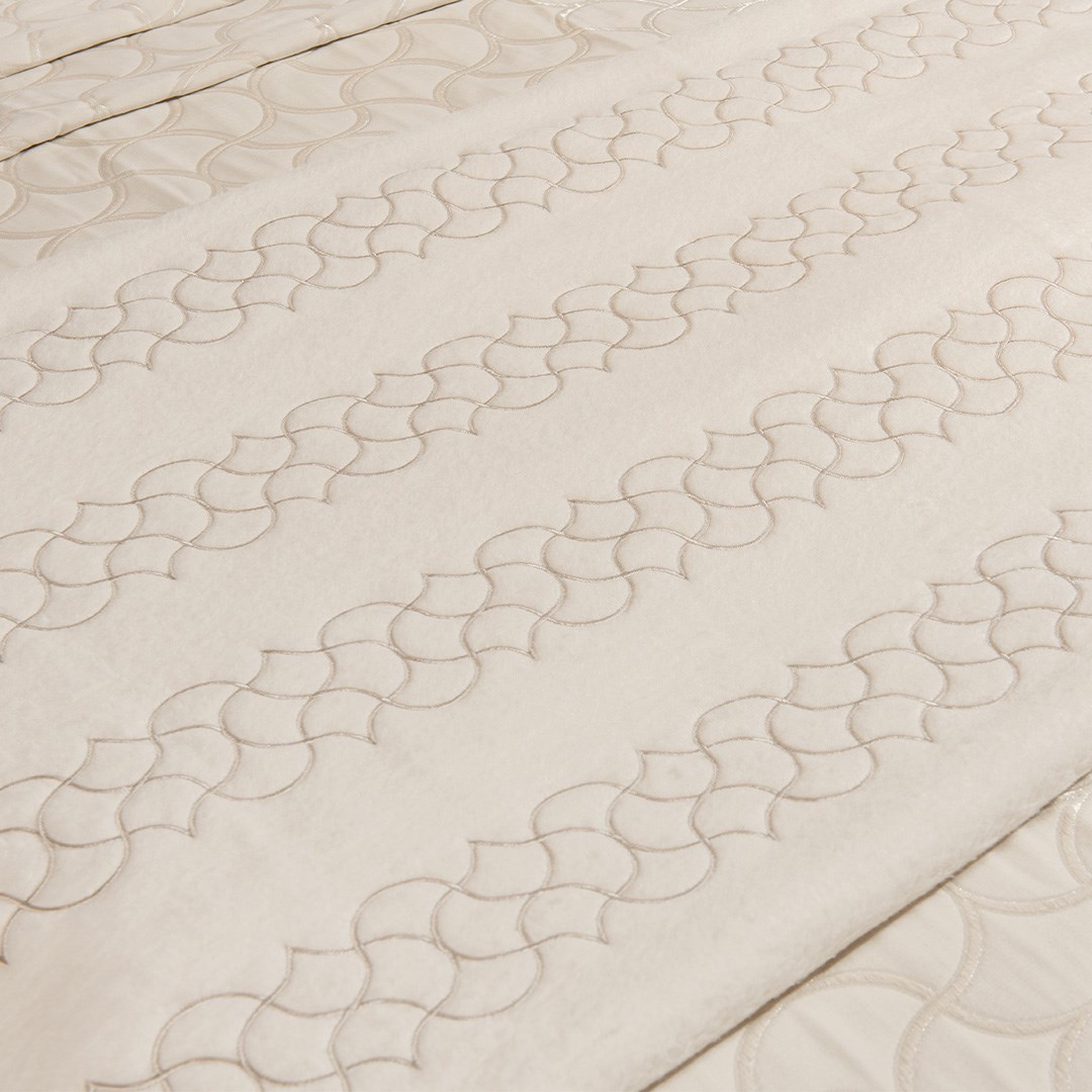 Nakışlı Battaniye Çift Kişilik Peony Kemik-Kum R.