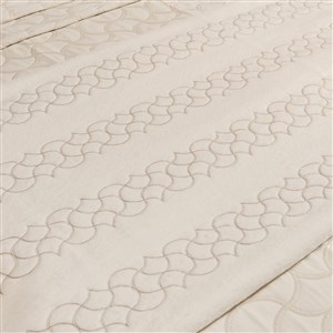 Nakışlı Battaniye Çift Kişilik Peony Kemik-Kum R.