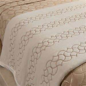 Nakışlı Battaniye Çift Kişilik Peony Km Bej