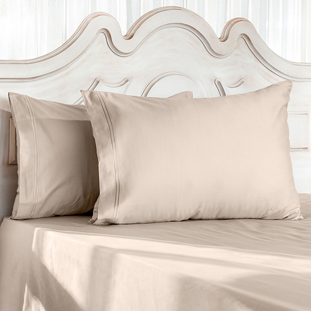 2'li Yastık Kılıfı - 120 Tel Kum Rengi