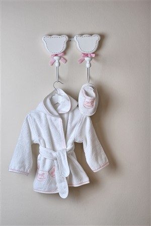 Baby Bathrobe+Slippers Tay Kanaviçe White-Pink