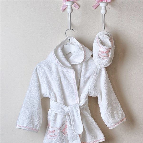 Bebek Bornoz+Terlik Tay Kanaviçe By Pembe