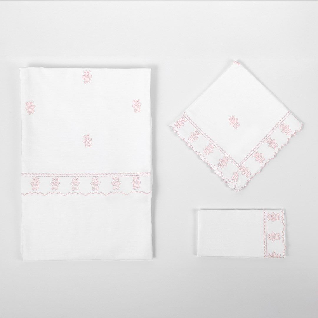 Bebek Nevresim Takımı Ayıcıklı Kanaviçe By Pembe