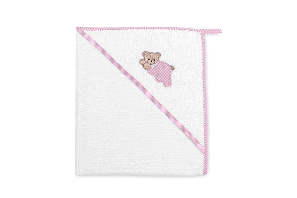 Baby Towel Yatan Ayıcıklı White-Pink