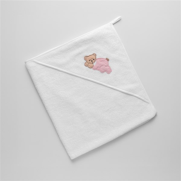 Baby Towel Yatan Ayıcıklı White-Pink