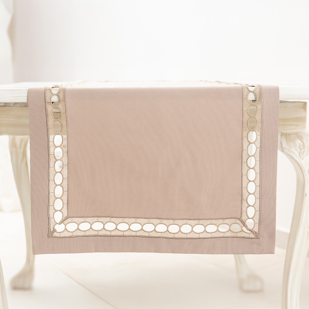 Dantelli Masa Bandı Pamina Taş Rengi