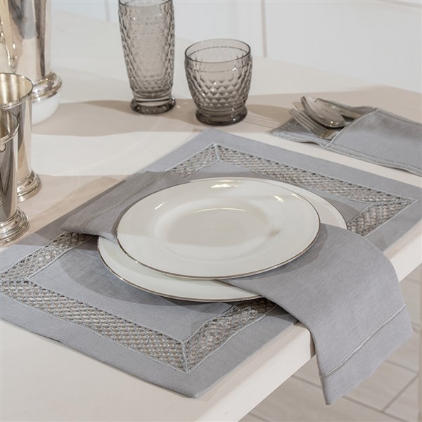 Dantelli Amerikan Servis 2'li Paket Amber Gri