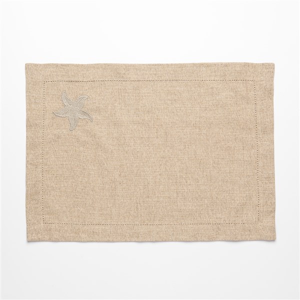 Embroidered Placemat,Set of 2,Shell&Star Keten