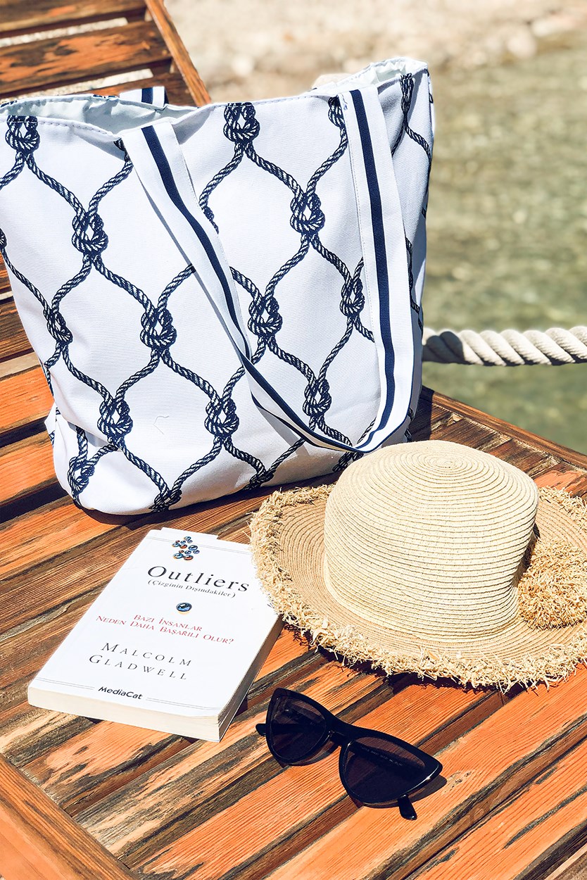 Plaj Çantası Halat Baskılı By Lacivert