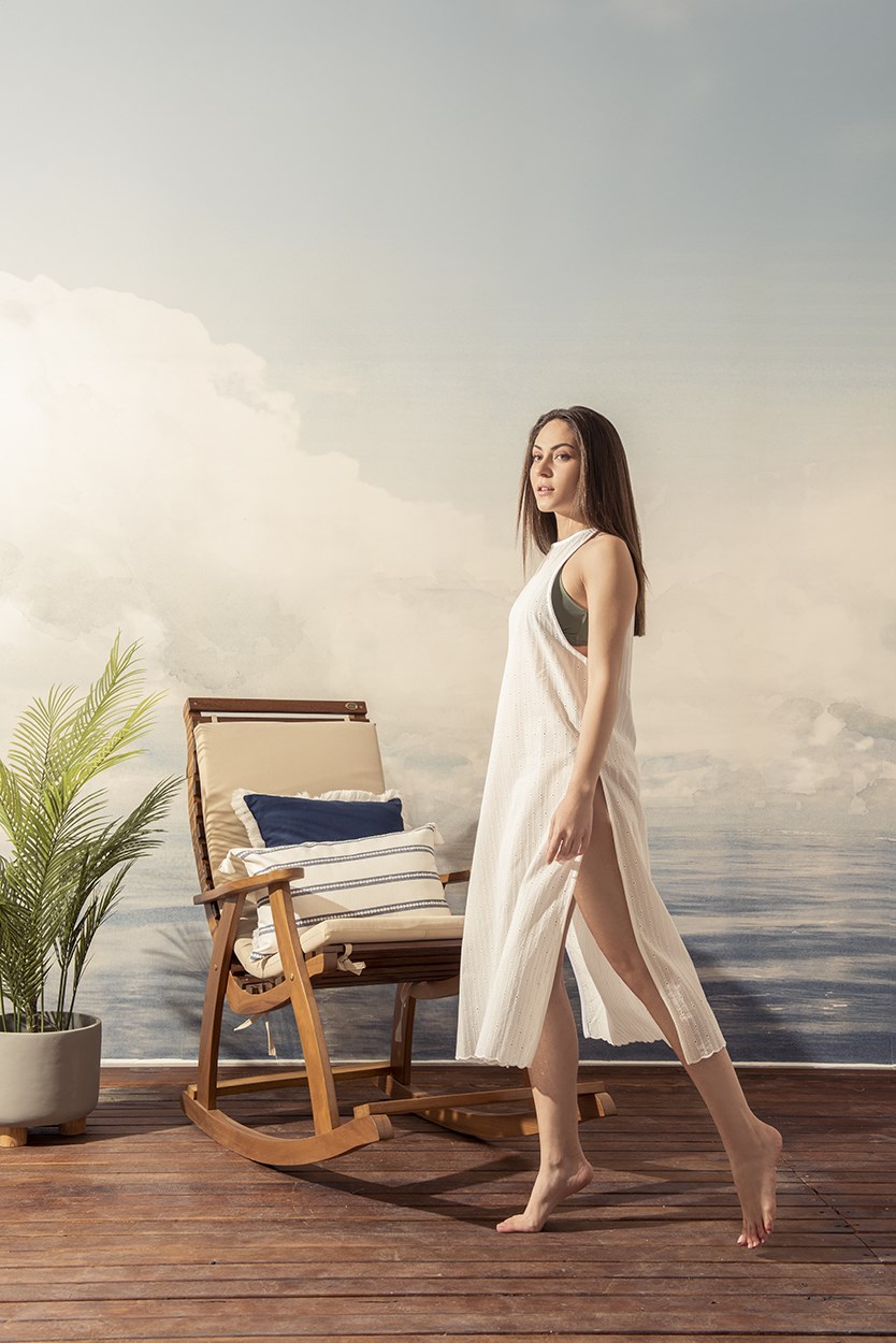 Plaj Elbisesi Maya Uzun Beyaz