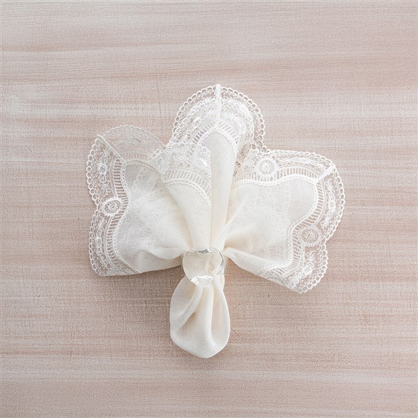 Dantelli Peçete 4'lü Paket Tomurcuk 45*45 Kemik