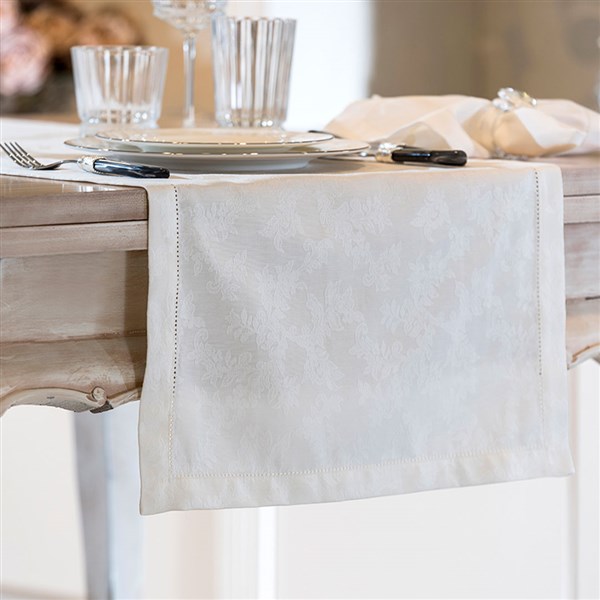 Runner Serpme Gül Desenli Antika Dikişli 50*180 Cream