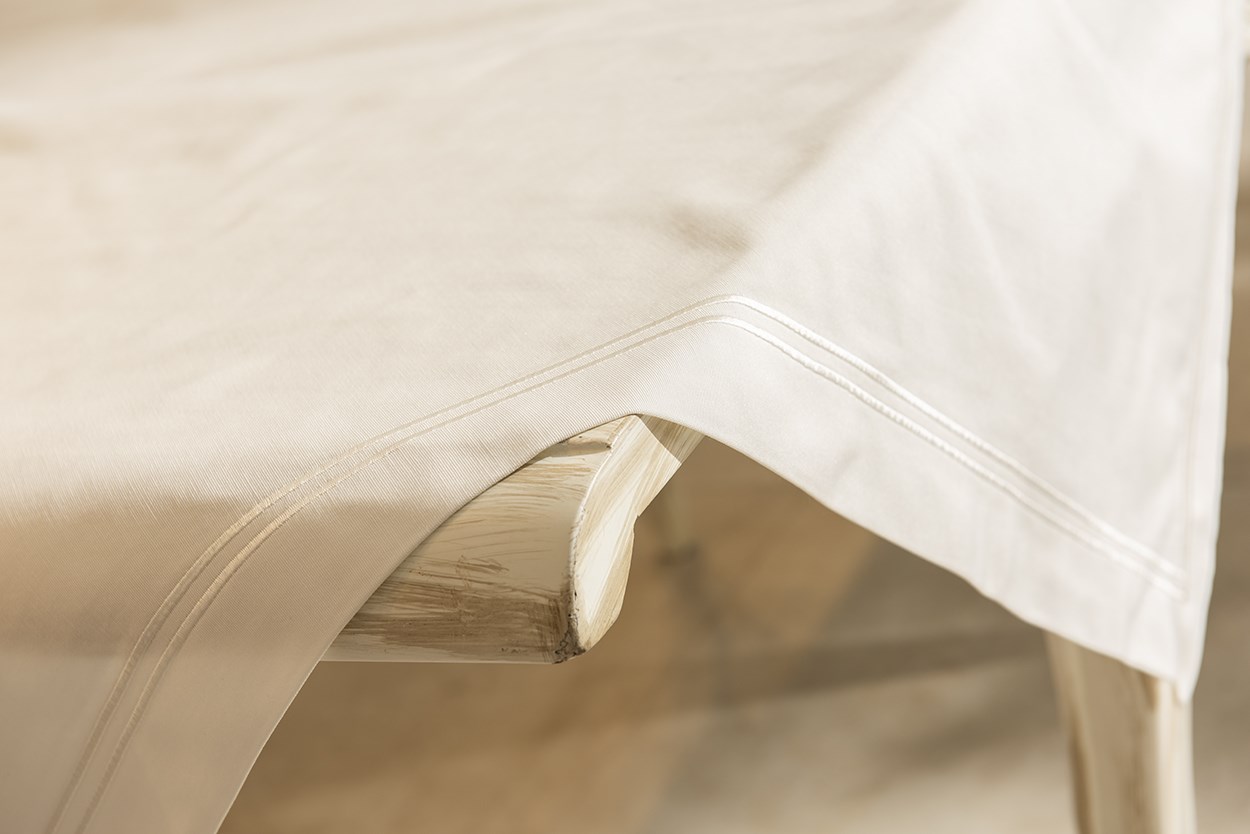 2 Sıra Pikolu Masa Örtüsü 120*120 Beyaz-Beyaz