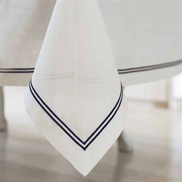 Table Cloth 2 Sıra Pikolu 120*120 White-Navy