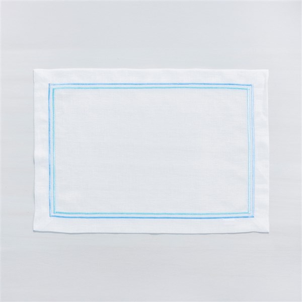 Placemat 2 Line Pico,Set Of 2 White-Turquoise