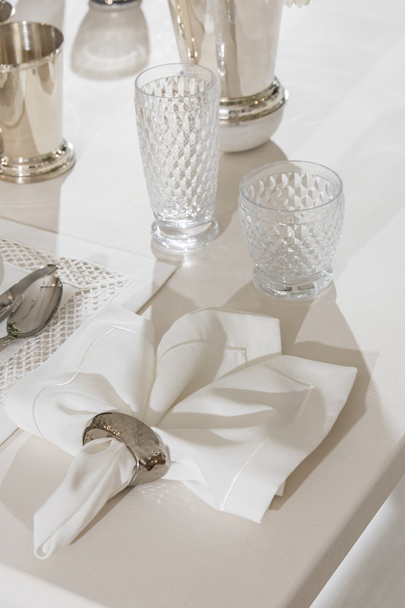 Peçete Düz Pikolu 4'lü Paket 45*45 Beyaz-Beyaz