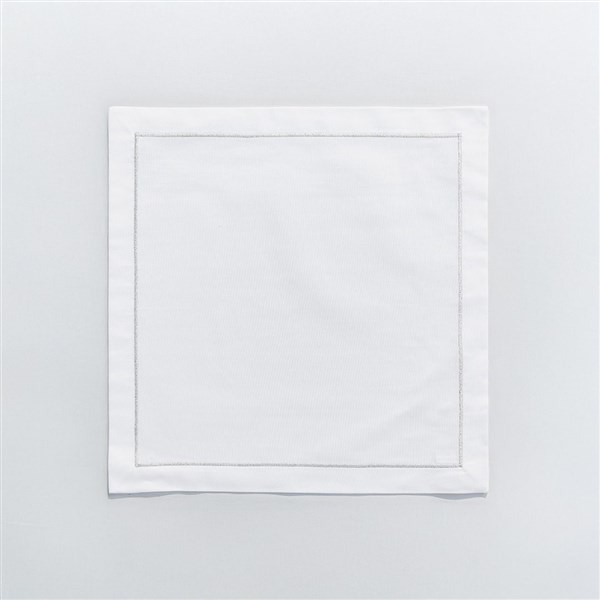 4 Piece Napkin Set 45*45 Düz Pikolu White-Silver