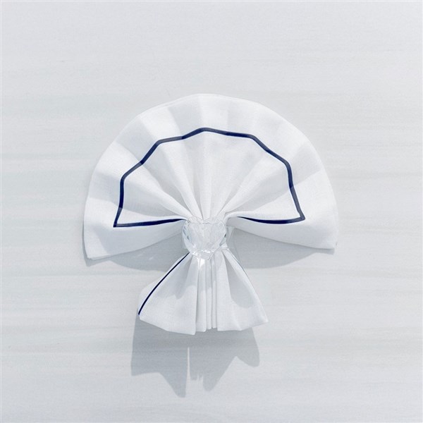 4 Piece Napkin Set 45*45 Düz Pikolu White-Navy